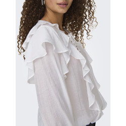 JDY Beth Frill Bluse - Cloud Dancer