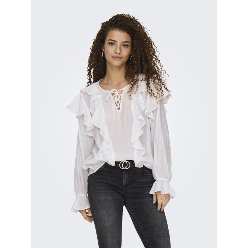 JDY Beth Frill Skjorte - Cloud Dancer