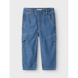 NAME IT MINI Ben Tap Stribede Jeans 3950 - Medium Blue Denim