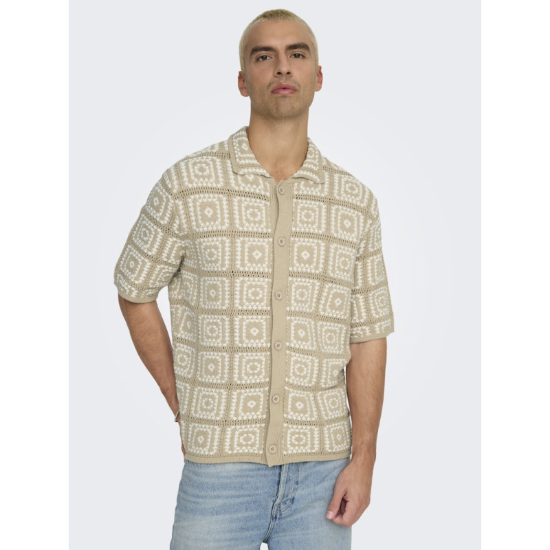 ONLY & SONS Bart Rlx 5 Strik Skjorte - Silver Lining