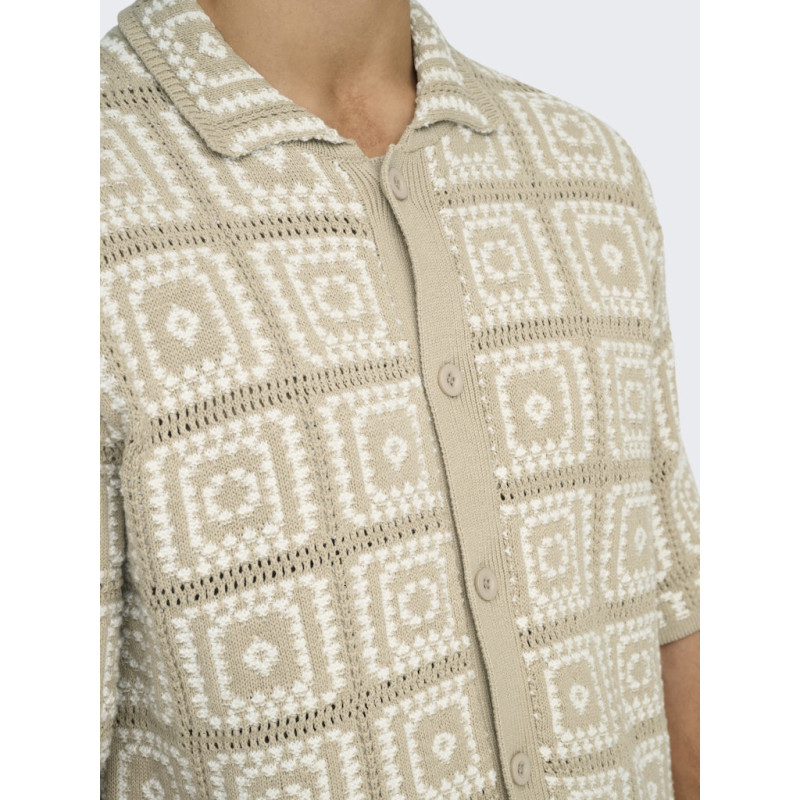 ONLY & SONS Bart Rlx 5 Strik Skjorte - Silver Lining