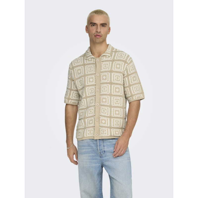 ONLY & SONS Bart Rlx 5 Strik Skjorte - Silver Lining