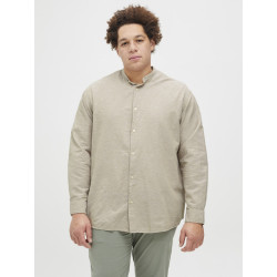 JACK & JONES PLUS Breeze Band Hør Skjorte - Crockery
