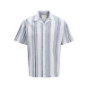 JACK & JONES PLUS Ccsummer Stripe Resort Hør Skjorte - Ashley Blue