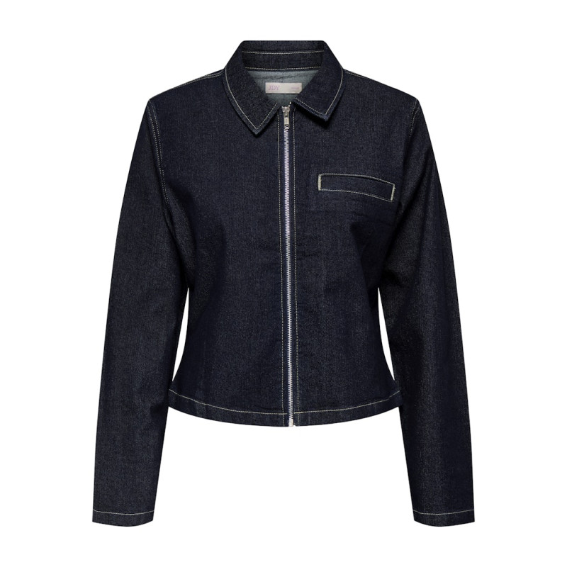 JDY Moon Denim Jakke Med Lynlås - Dark Blue Denim