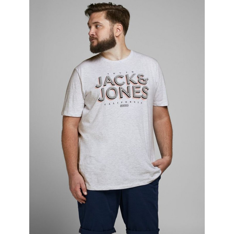 Jack & Jones Plus size Venice Beach T-shirt - White Melange