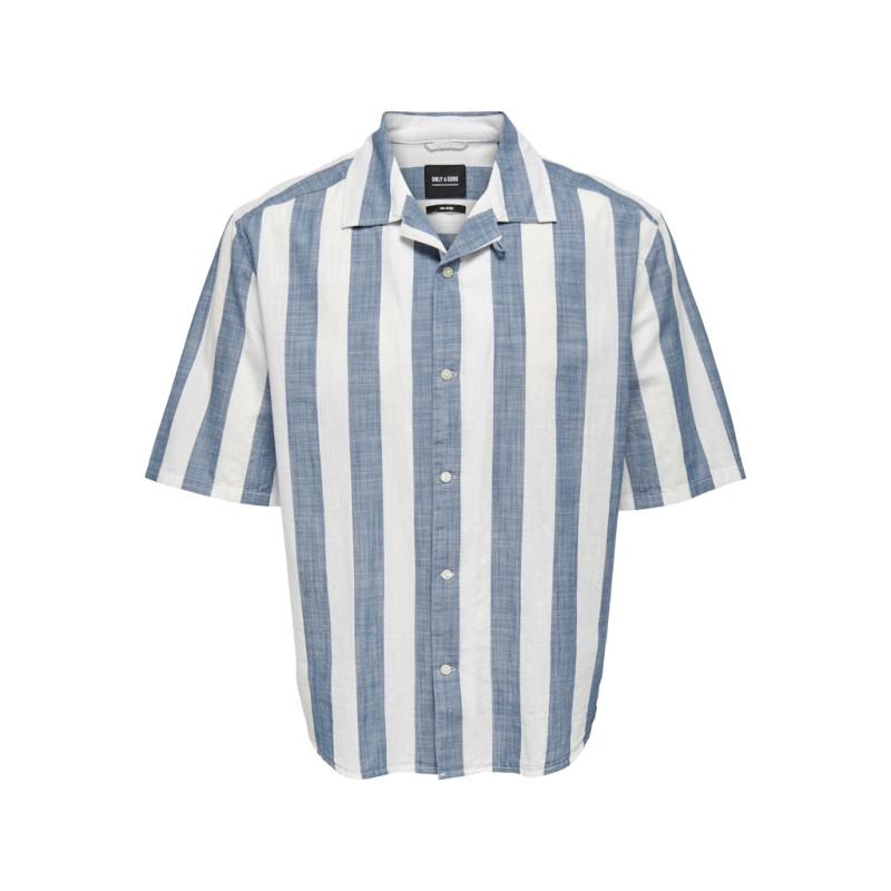 ONLY & SONS Tes Slub Stribet Skjorte - Vintage Indigo