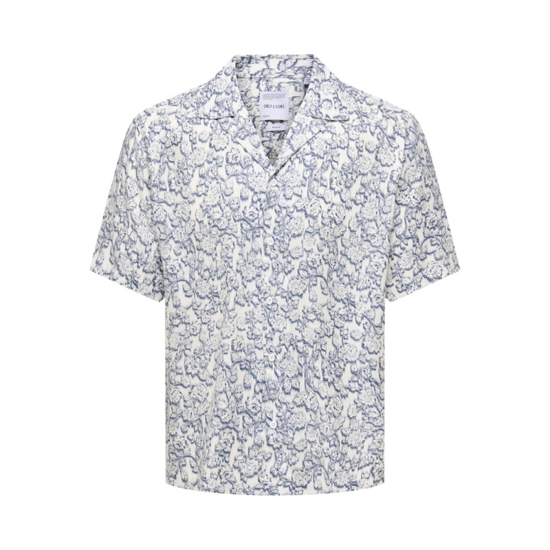 ONLY & SONS Dash Life Resort Skjorte - Cloud Dancer / Vintage Indigo