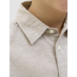 JACK & JONES JUNIOR L/S Breeze Hør Skjorte - Crockery