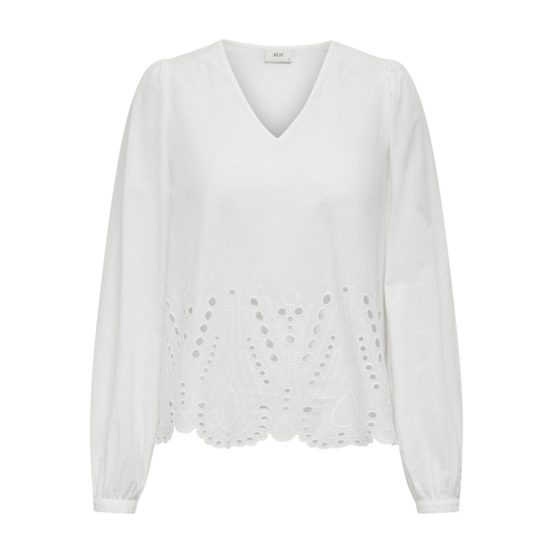 JDY Miley Anglaise Bluse - Cloud Dancer