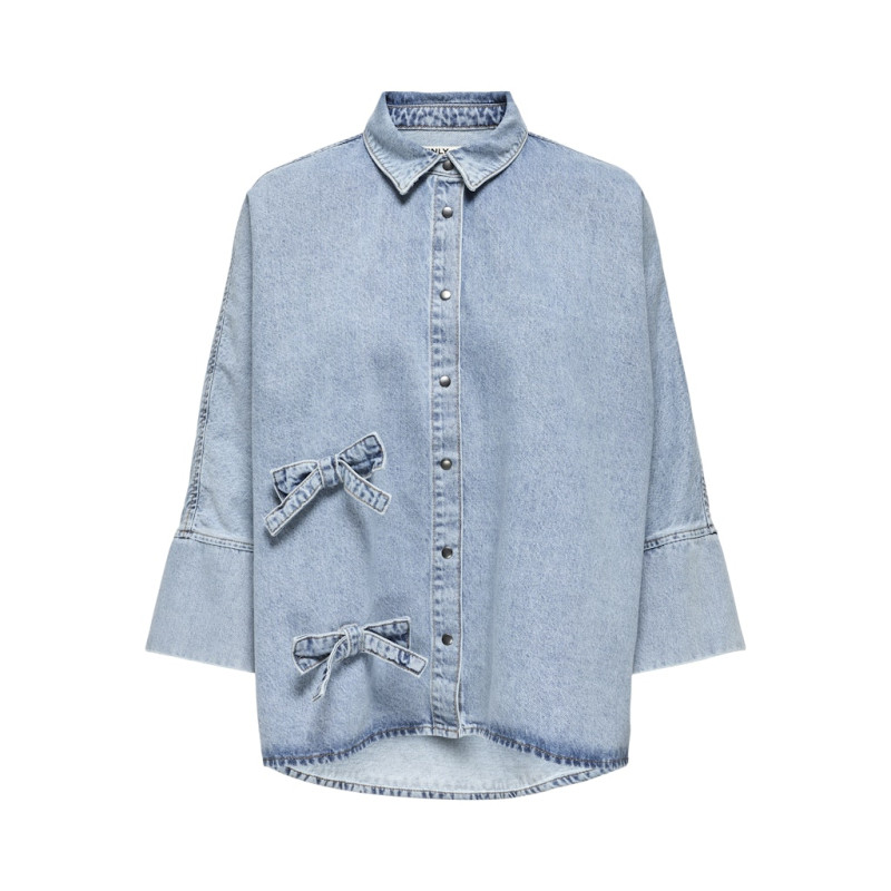 ONLY Grace Sløjfe Denim Skjorte - Light Blue Denim ONLY Grace Sløjfe Denim Skjorte - Light Blue Denim
