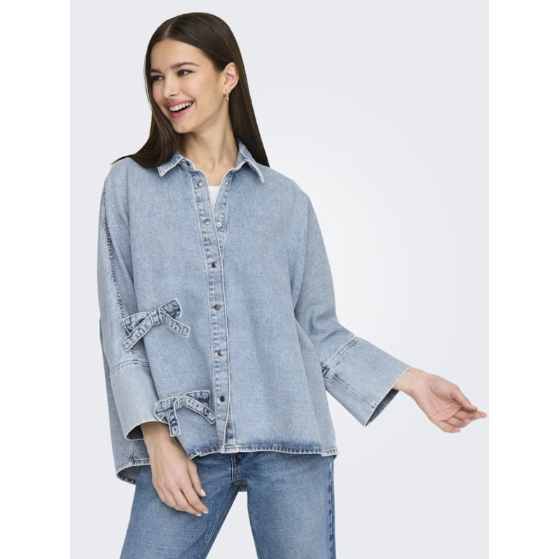 ONLY Grace Sløjfe Denim Skjorte - Light Blue Denim ONLY Grace Sløjfe Denim Skjorte - Light Blue Denim