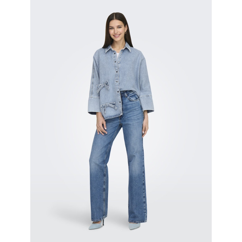 ONLY Grace Sløjfe Denim Skjorte - Light Blue Denim ONLY Grace Sløjfe Denim Skjorte - Light Blue Denim