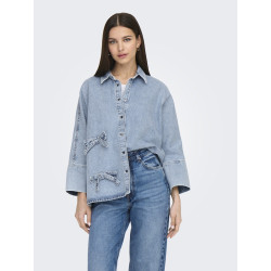 ONLY Grace Sløjfe Denim Skjorte - Light Blue Denim ONLY Grace Sløjfe Denim Skjorte - Light Blue Denim