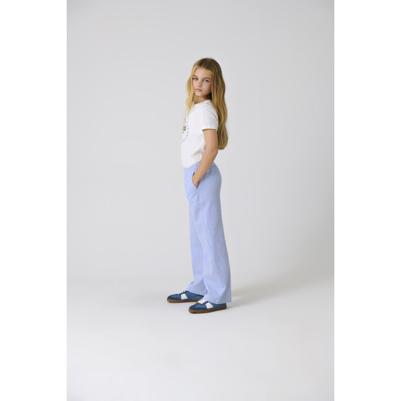 KIDS ONLY Smilla Life Stribede Bukser - Cloud Dancer / Clear Sky