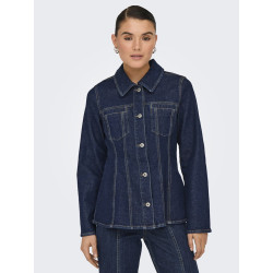 ONLY Elle Figursyet Denimjakke - Dark Blue Denim