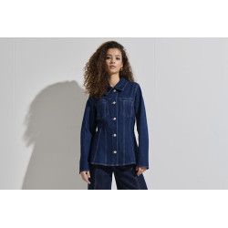 ONLY Elle Figursyet Denimjakke - Dark Blue Denim