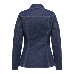 ONLY Elle Figursyet Denimjakke - Dark Blue Denim