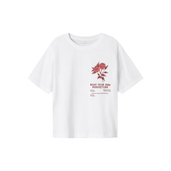 NAME IT KIDS Hominu T-shirt - Bright White / Wild Heart