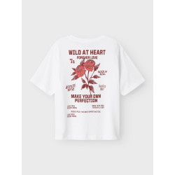 NAME IT KIDS Hominu T-shirt - Bright White / Wild Heart