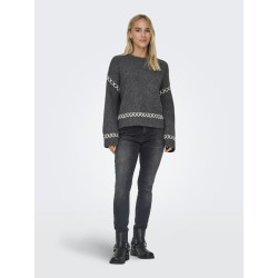ONLY Amanda Life Strik Sweater - Dark Grey Melange