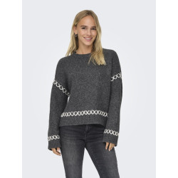 ONLY Amanda Life Strik Sweater - Dark Grey Melange