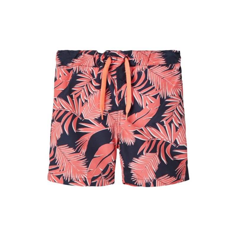 NAME IT mini Zaxx lange badeshorts - Neon Coral