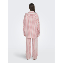 ONLY Windy Life Hør Skjorte - Cloud Dancer / High Risk Red