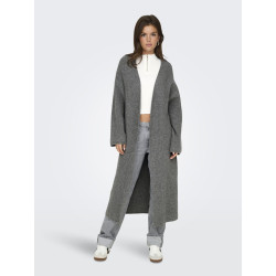 ONLY Alpha L/S Maxi Strik Cardigan - Medium Grey Melange