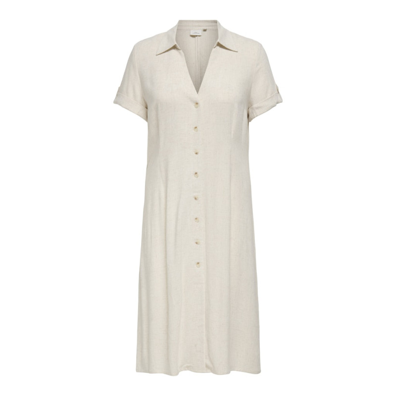 ONLY CARMAKOMA Siesta S/S Midaxi Hør Kjole - Moonbeam ONLY CARMAKOMA Siesta S/S Midaxi Hør Kjole - Moonbeam