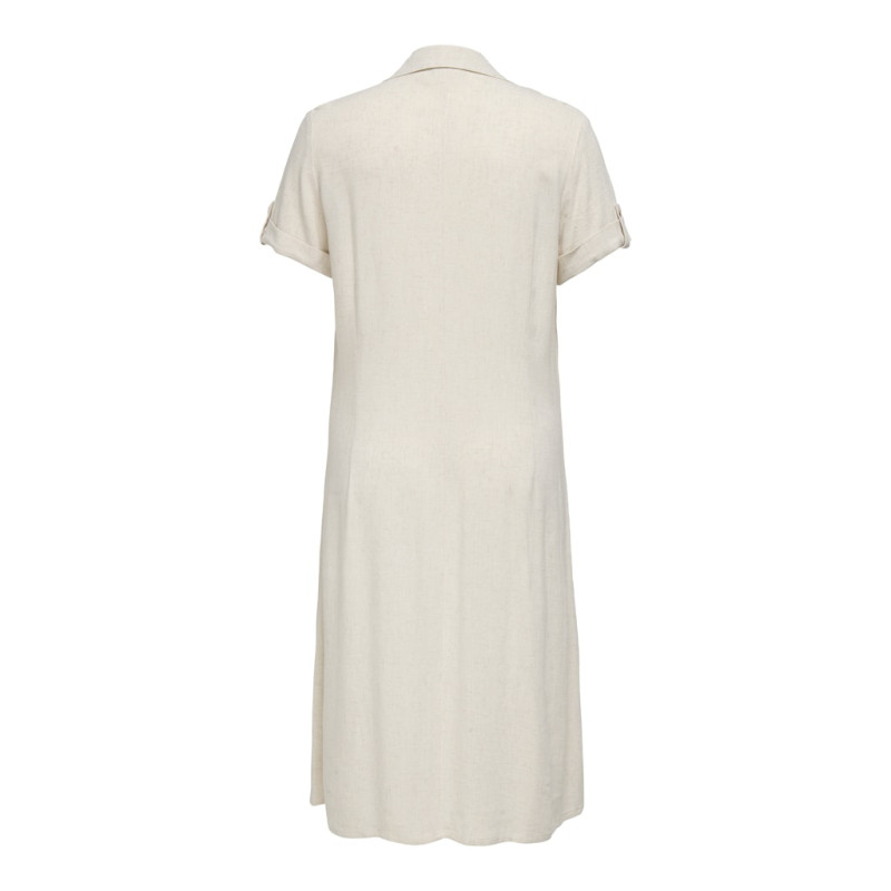 ONLY CARMAKOMA Siesta S/S Midaxi Hør Kjole - Moonbeam ONLY CARMAKOMA Siesta S/S Midaxi Hør Kjole - Moonbeam