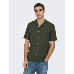 ONLY & SONS Caiden S/S Hør Skjorte - Kambaba