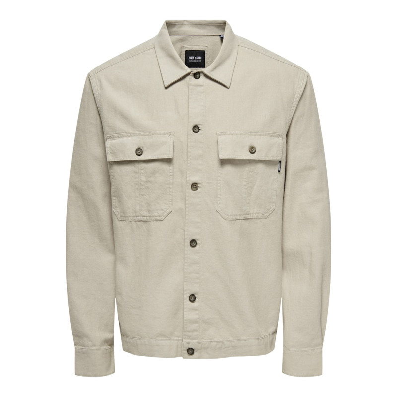 ONLY & SONS Kenneth Hør Overshirt - Silver Lining ONLY & SONS Kenneth Hør Overshirt - Silver Lining