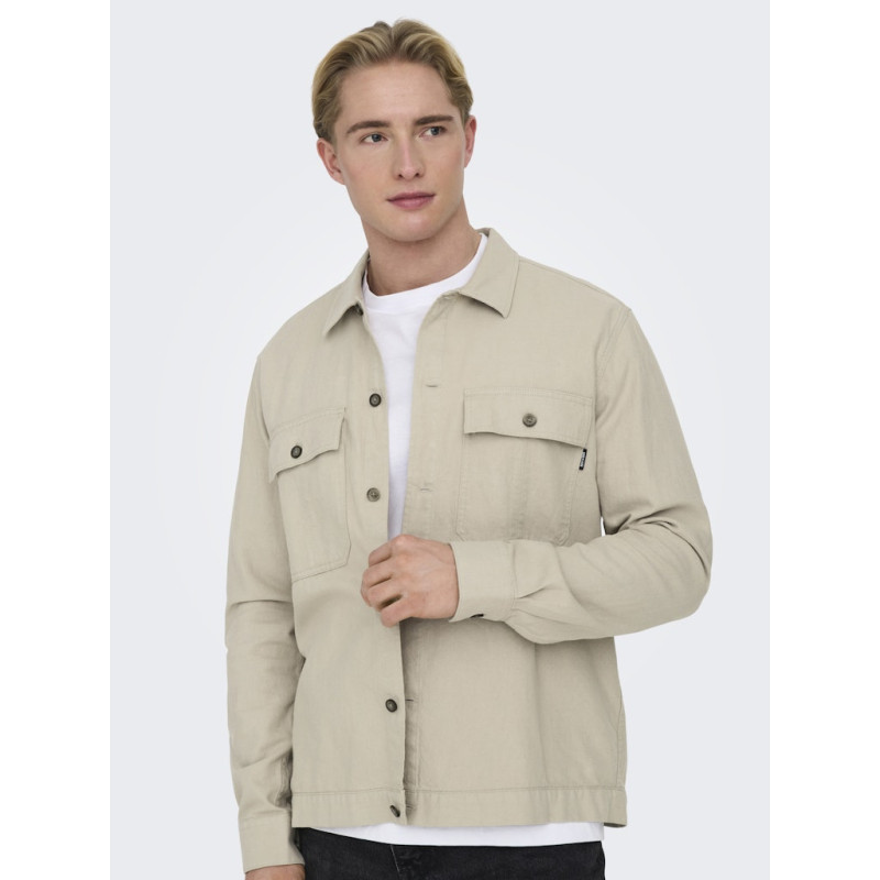 ONLY & SONS Kenneth Hør Overshirt - Silver Lining ONLY & SONS Kenneth Hør Overshirt - Silver Lining