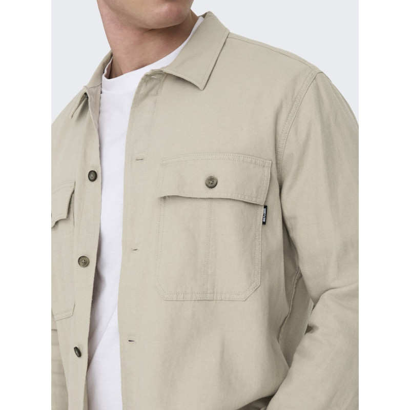 ONLY & SONS Kenneth Hør Overshirt - Silver Lining ONLY & SONS Kenneth Hør Overshirt - Silver Lining