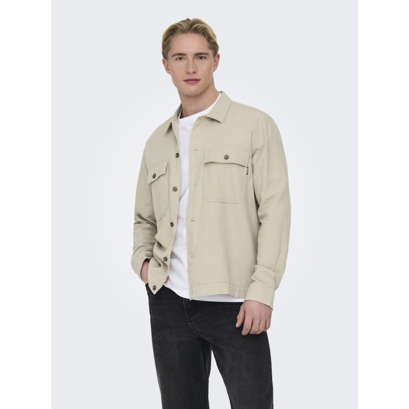 ONLY & SONS Kenneth Hør Overshirt - Silver Lining ONLY & SONS Kenneth Hør Overshirt - Silver Lining