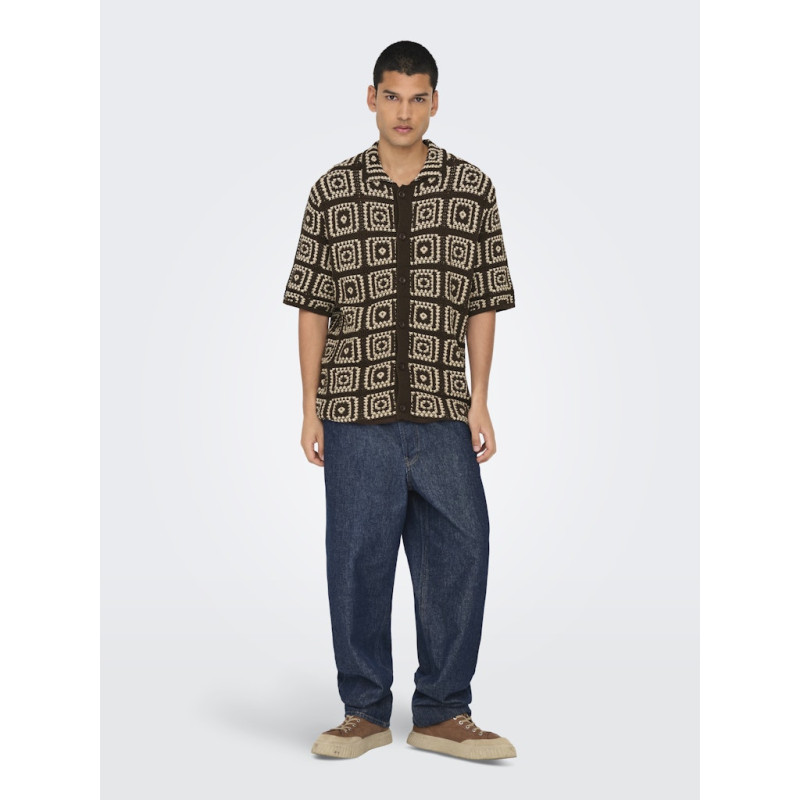 ONLY & SONS Bart Rlx 5 Strik Skjorte - Demitasse