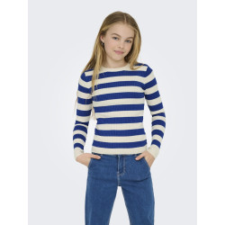 KIDS ONLY Karol L/S Strik Bluse - Birch / Mazarine Blue