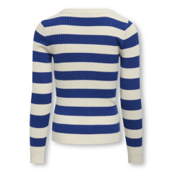 KIDS ONLY Karol L/S Strik Bluse - Birch / Mazarine Blue