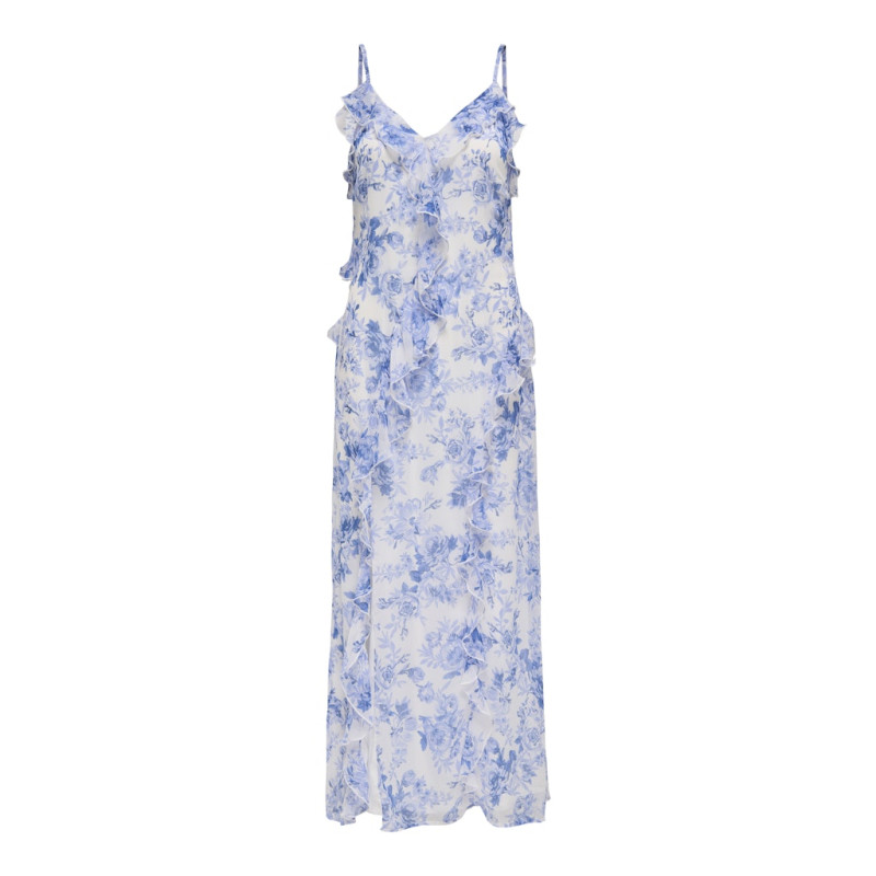 ONLY Miriam S/L Frill Lang Kjole - Bel Air/ Porcelain