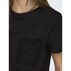 JDY Selma S/S T-shirt Med Hæklet Lomme - Sort