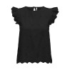 ONLY Lou Life S/S Broderet Top Med Åben Ryg - Sort