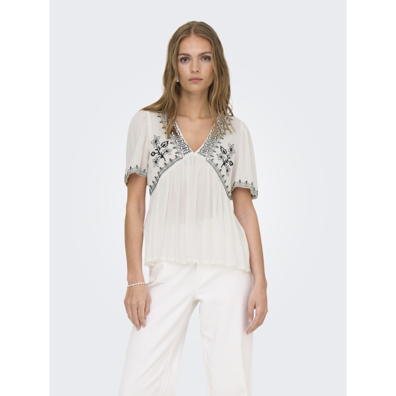 JDY Harper S/S Broderet Top - Cloud Dancer JDY Harper S/S Broderet Top - Cloud Dancer