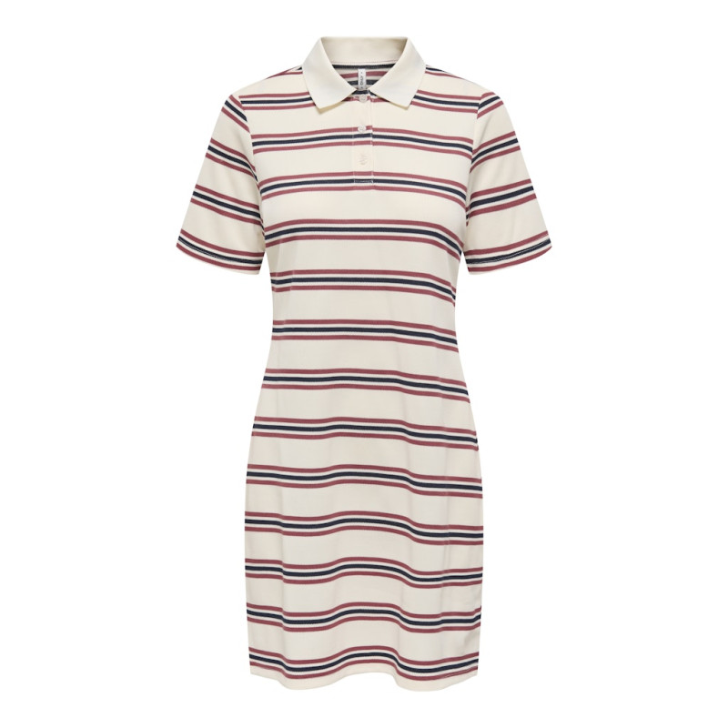 ONLY Evie S/S Polo Kjole - Antique White ONLY Evie S/S Polo Kjole - Antique White