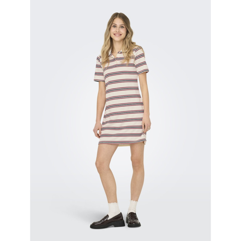 ONLY Evie S/S Polo Kjole - Antique White ONLY Evie S/S Polo Kjole - Antique White
