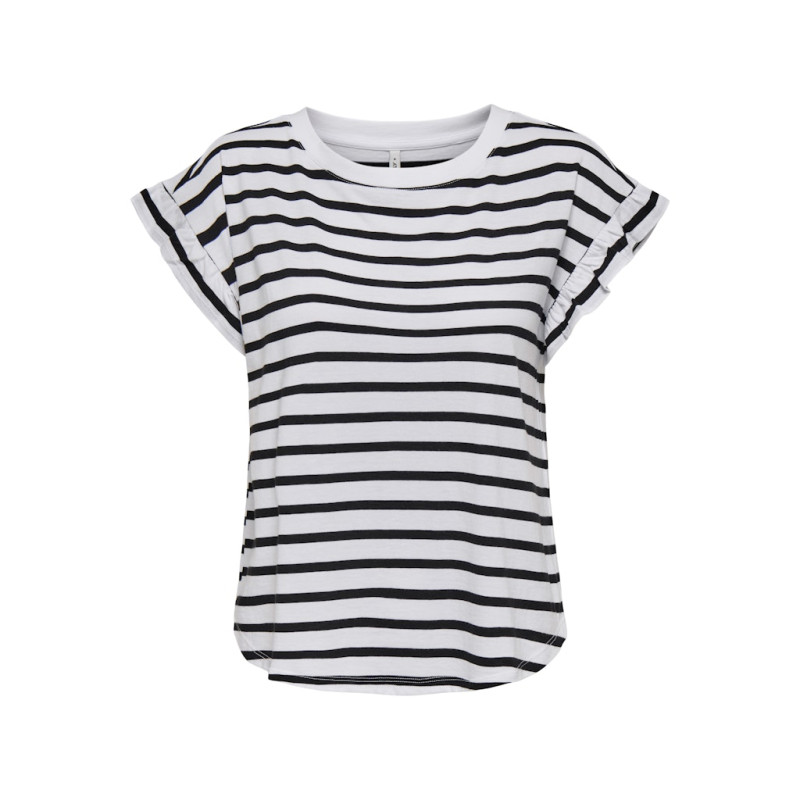 ONLY Grape S/S Flæse T-shirt - Bright White / Black Stripes