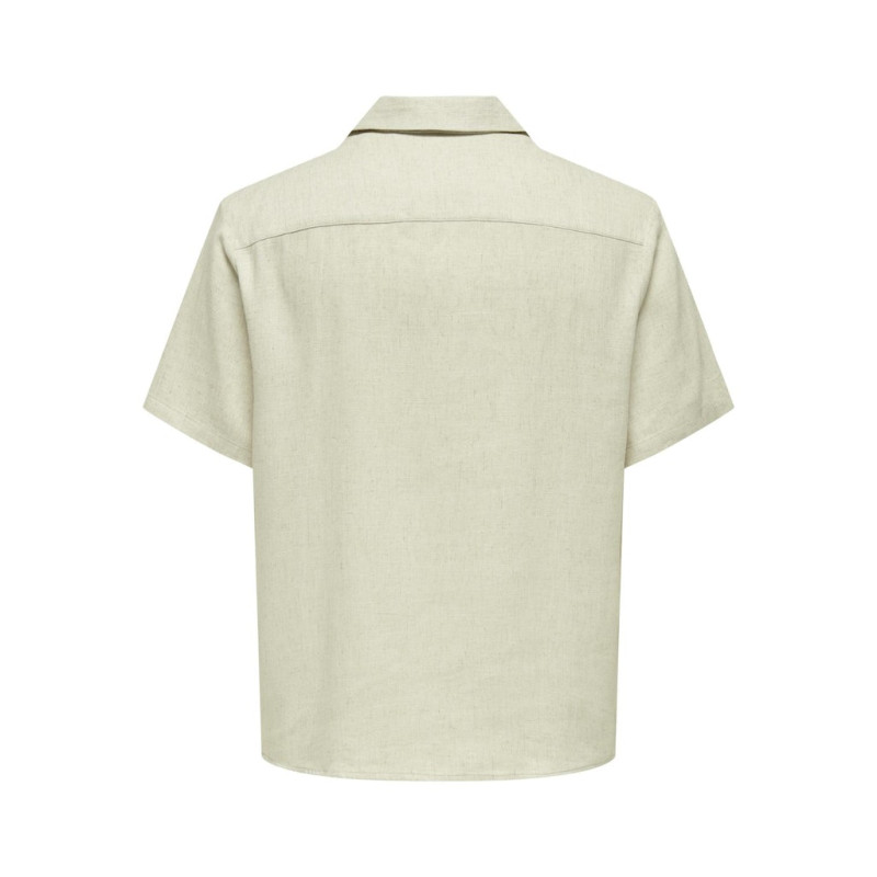 ONLY & SONS Kari Resort S/S Hør Skjorte 0075 - Oatmeal