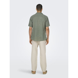 ONLY & SONS Caiden S/S Hør Skjorte - Swamp