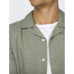 ONLY & SONS Caiden S/S Hør Skjorte - Swamp