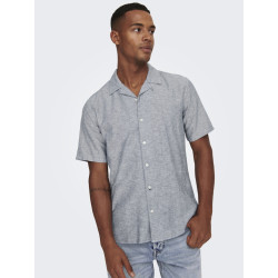 ONLY & SONS Caiden S/S Hør Skjorte - Dress Blues